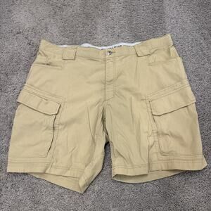 Duluth Trading Co Shorts Mens 44 Beige Flex Dry On The Fly Cargo Utility Relaxed